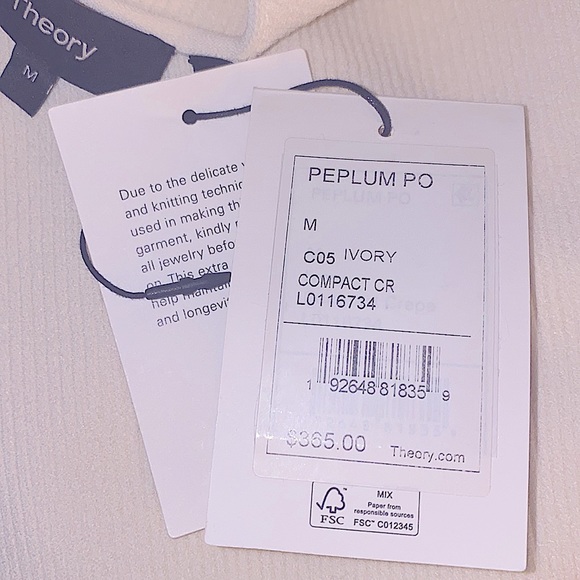 Theory | Conpact Crepe Peplum Blouse BNWT - Picture 8 of 9